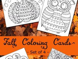 Fall Coloring Cards - Set of 4