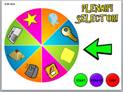 AfL Fun Plenary Selector - Spinning Plenary Wheel - Students shout "STOP" to choose lesson plenary!