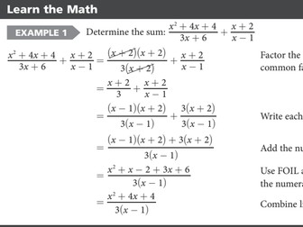 Topic:Add and Subtract Rational Expressions