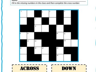 Number Bonds to 100 Cross Number