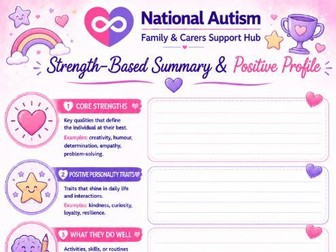 Strength-Based Summary & Positive Profile | Autism Strengths Worksheet