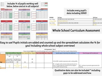 Whole School Curriculum Assessment Spreadsheet/Tracker (Google Sheet)