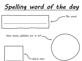 spelling word of the day activity, spellings, word of the day