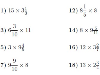 multiplying whole numbers fractions and mixed numbers worksheets with