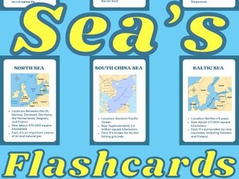 Seas of the World Flashcards | Geography Printable Cards | Oceans & Seas Facts