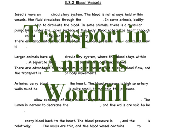 A level Biology - Word-fill Animal Transport