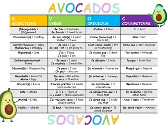 French AVOCADOS mat for speaking and writing