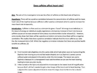 Core practical 1:  Investigate the effect of caffeine on hear rate of Daphnia A-level Biology