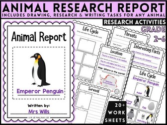Animal Research Project Booklet | Information Report Template Worksheet Activity