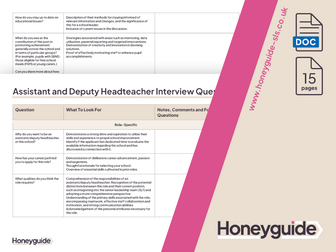 Interview Questions Assistant / Deputy Headteacher