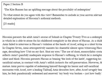 Hosseini's The Kite Runner Model Essay