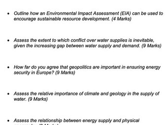 AQA A-Level Human Geography - Exam questions