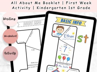 All About Me Booklet | First Week Activity | Kindergarten 1st Grade