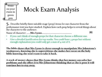 OCR Drama mock exam analysis