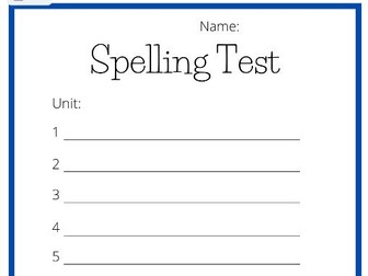 Spelling test/assessment pack: Track Your Progress !