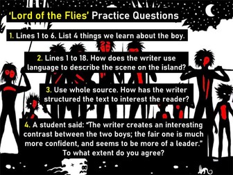 'Lord of the Flies' English Language Paper 1 (AQA style) GCSE practice