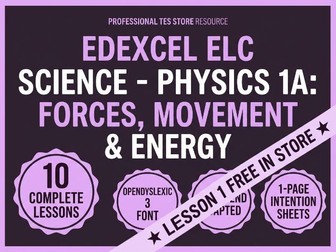 Edexcel ELC Science Unit Bundle: Forces & Movement, Energy (10 Lessons)
