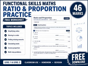 Functional Skills Maths Ratio and Proportion Practice