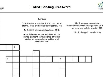 IGCSE Bonding Crossword