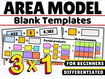 Multiplication Multiply Template Blank Box method Anchor Chart 3 digit 1 digit  Year 4 & 5 Year 6