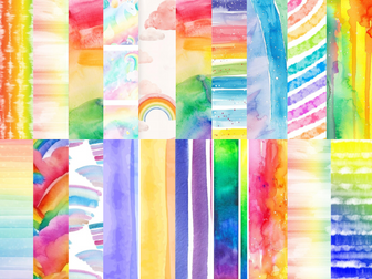 Rainbow Watercolor Cleans Digital Backgrounds and Papers Commercial Clip Art