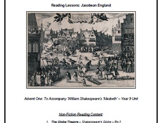 KS3 Reading Booklet with Reading Activities - Jacobean England Context (To Accompany Macbeth)