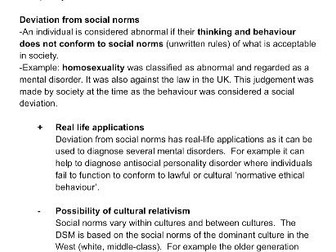 AQA A-Level Psychology Psychopathology Notes