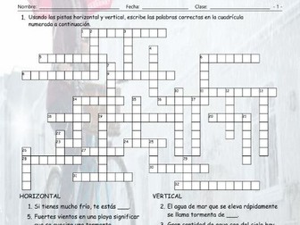 Seasons and Weather Spanish Crossword Puzzle