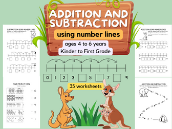Addition and Subtraction Using Number Lines:   Kinder to First Grade