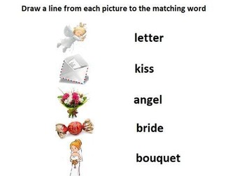 ESL English worksheet noodle puzzle Valentine's Day