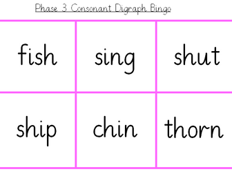 Phonics bingo set phase 3 (consonant digraphs)
