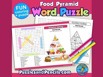 Food Pyramid Word Search Puzzle and Colouring | Healthy Eating Wordsearch