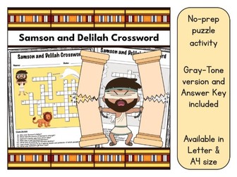 Samson and Delilah Crossword Puzzle Printable
