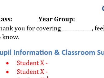 Cover teacher information pack template