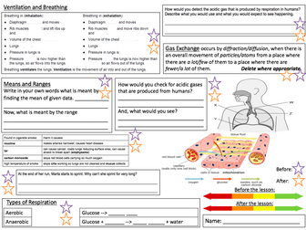 Breathing and Respiration Revision Placemat
