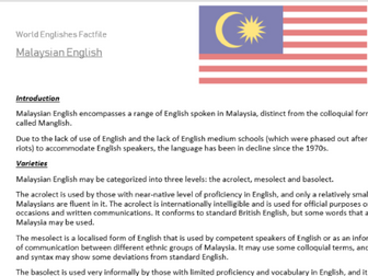 GLOBAL ENGLISH - Malaysian English Factfile (AQA-A-LEVEL-ENGLISH LANGUAGE)