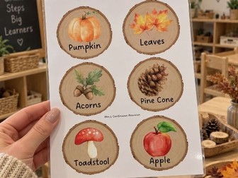 Autumn Themed Words on Wood Slices