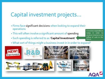 PowerPoint that covers all of 3.13 – Capital Investment Appraisal (from the new AQA specification)