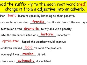 Adding the suffix -ly to words ending in 'ic'