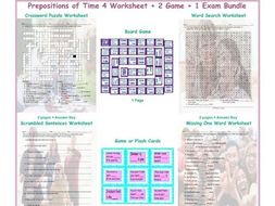 Time Prepositions 4 Worksheet-2 Game-1 Exam Bundle