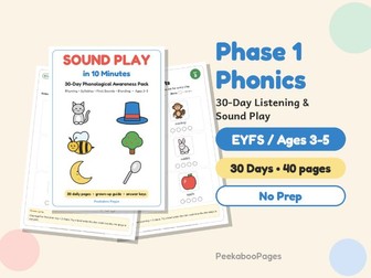 Phase 1 Phonics: 30-Day Listening & Sound Play – EYFS / Reception, No Prep