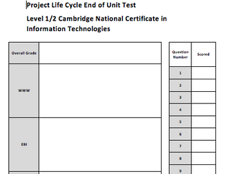 OCR Nationals Information Technologies Phases of a Project Life Cycle and Planning Tools Assessment