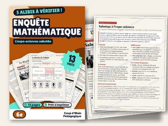 French Math Mystery Grade 6 Percents & Area | Sabotage à l'expo-sciences