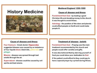 GCSE History Medicine Revision  Flash Cards