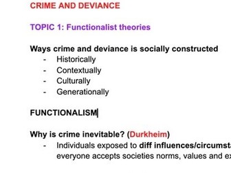 AQA A LEVEL SOCIOLOGY - CRIME AND DEVIANCE NOTES