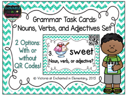 Grammar Task Cards: Nouns, Verbs, and Adjectives Set