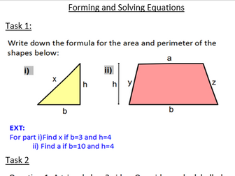 Algebraic Solving Forming And Solving Equations Worksheets By