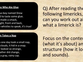 Creative poetry writing: haikus, limericks and acrostics