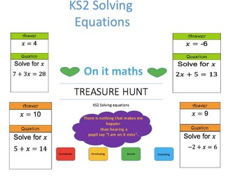 Solving Equations KS2 - Treasure Hunt