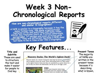 Non-Chronological Report - Work Booklets (Distance Learning)